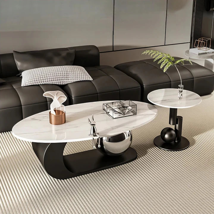 Black Dual Tone Single Ball Center Table