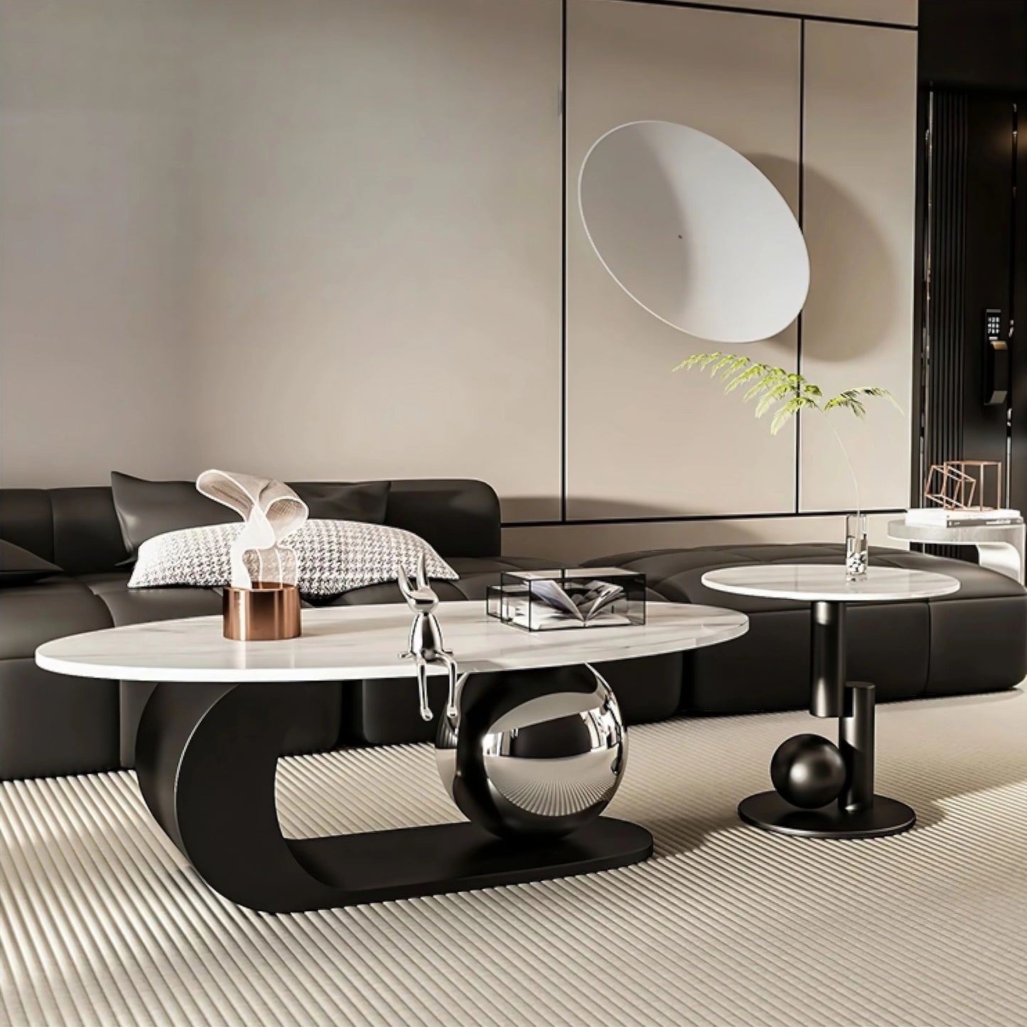 Black Dual Tone Single Ball Center Table