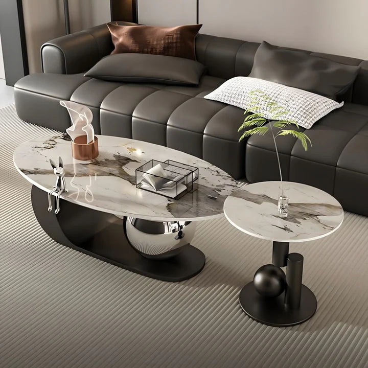 Black Dual Tone Single Ball Center Table