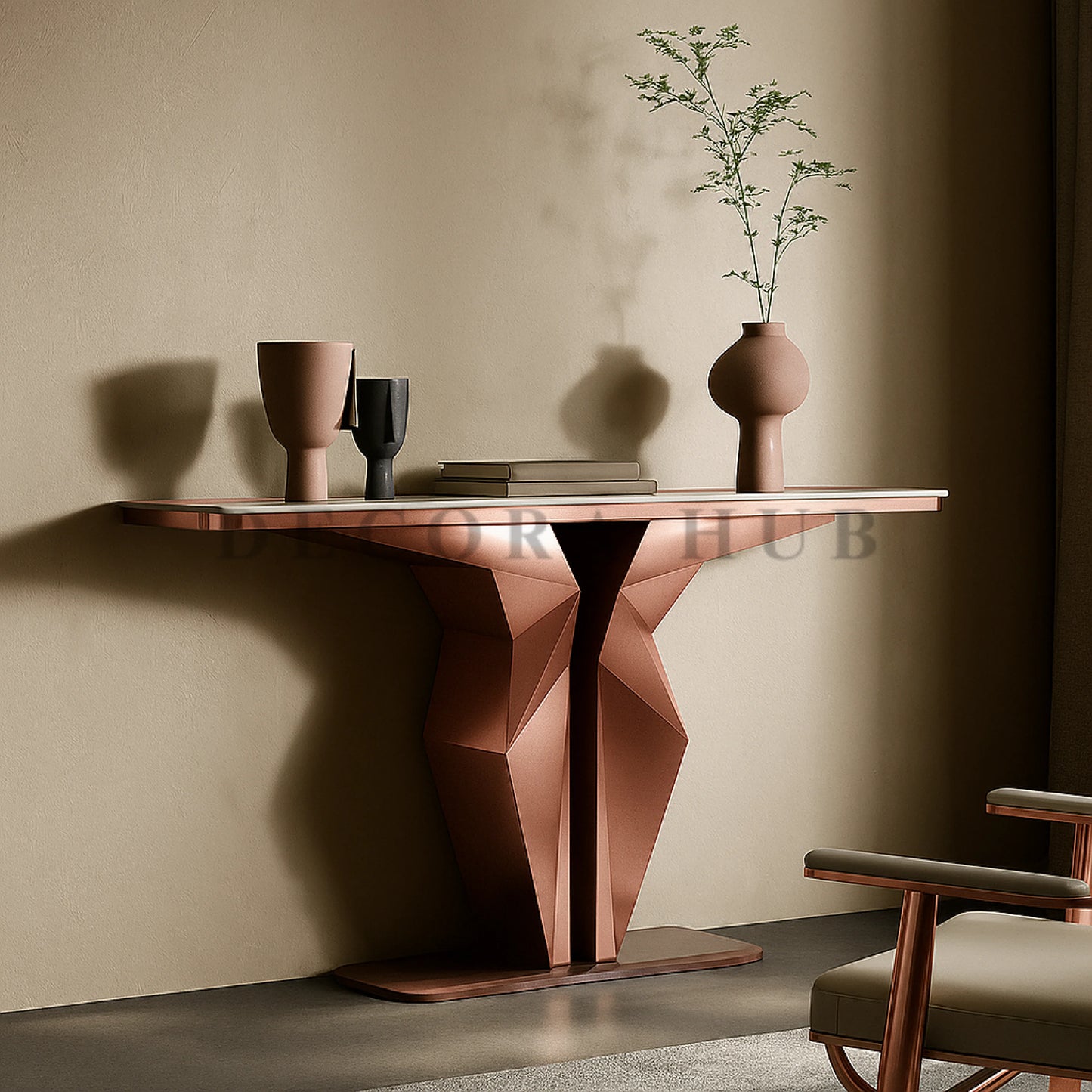 DecoraHub Modern Design Luxurious Console Table Rose gold