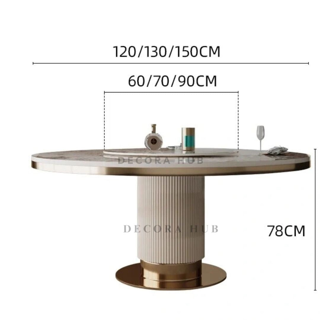 DecoraHub White Luxurious Round Dining Table – another angle