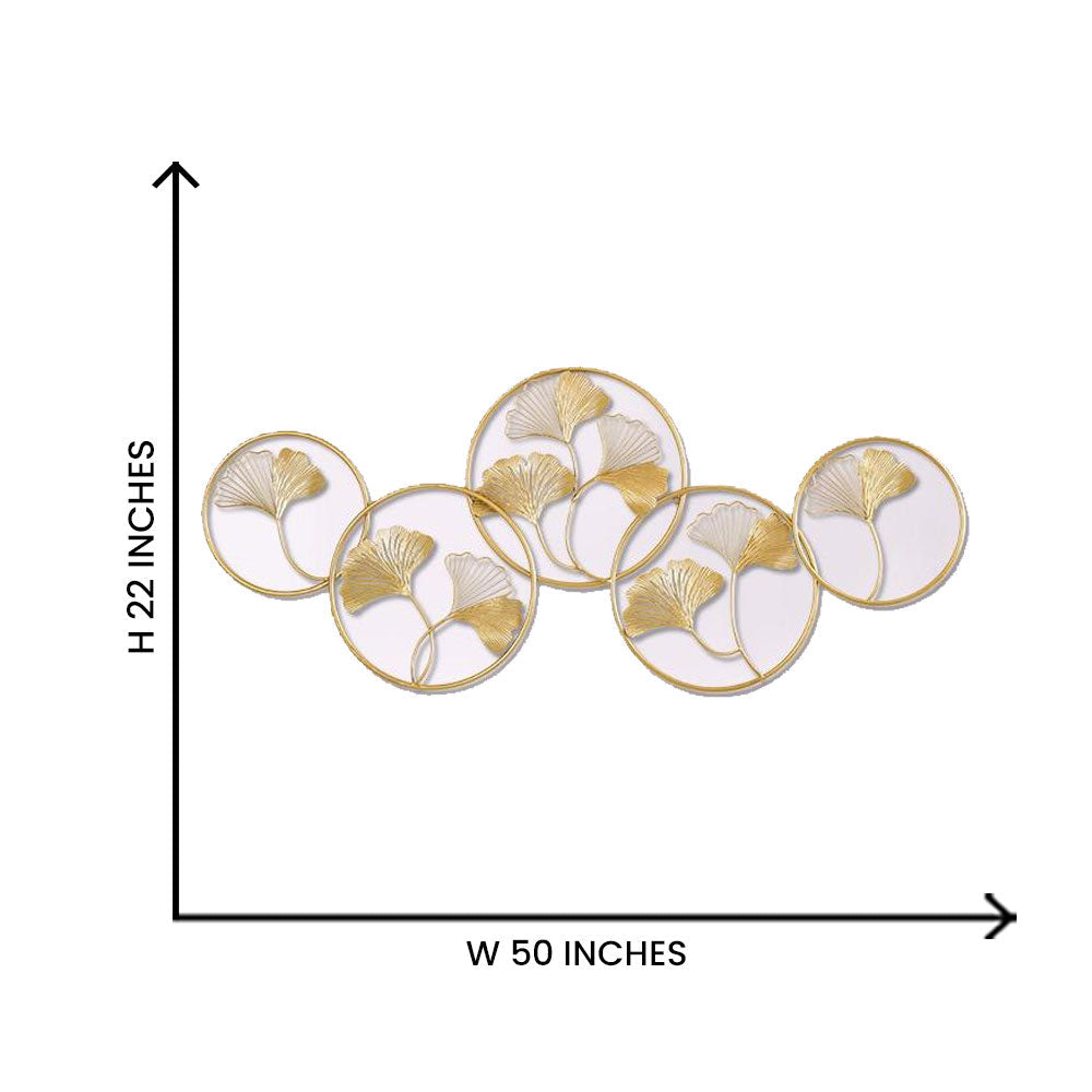 Golden Petals In Circular Frames Metal Wall Art