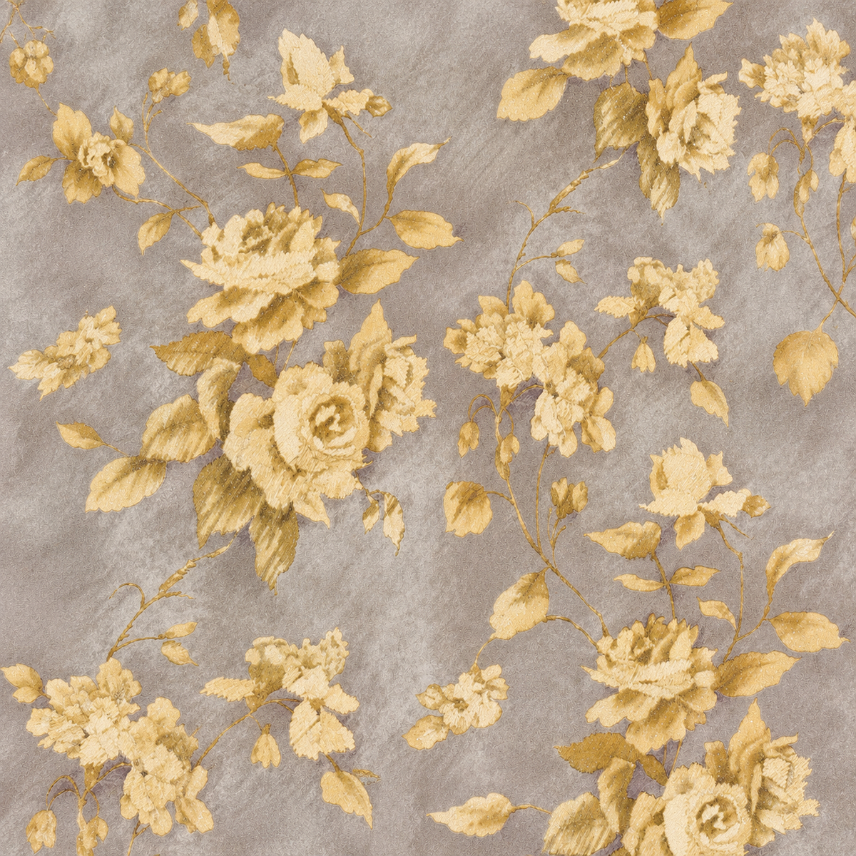 Golden Rose Bouquet Grey Wallpaper - close-up