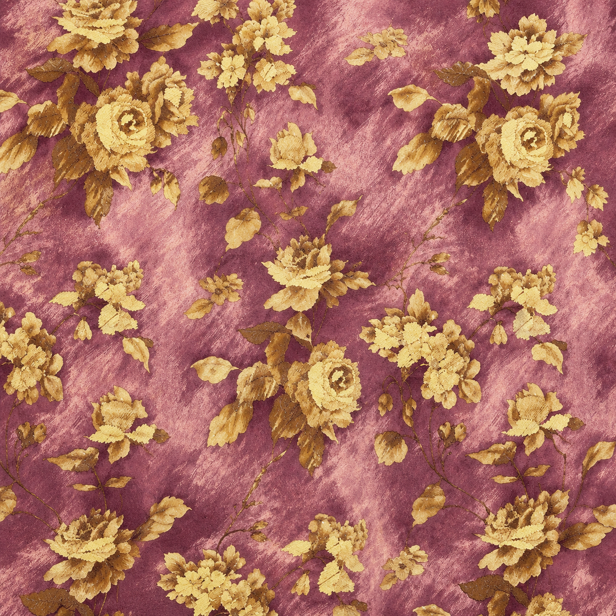 Mauve Gold Vintage Rose Wallpaper - detail