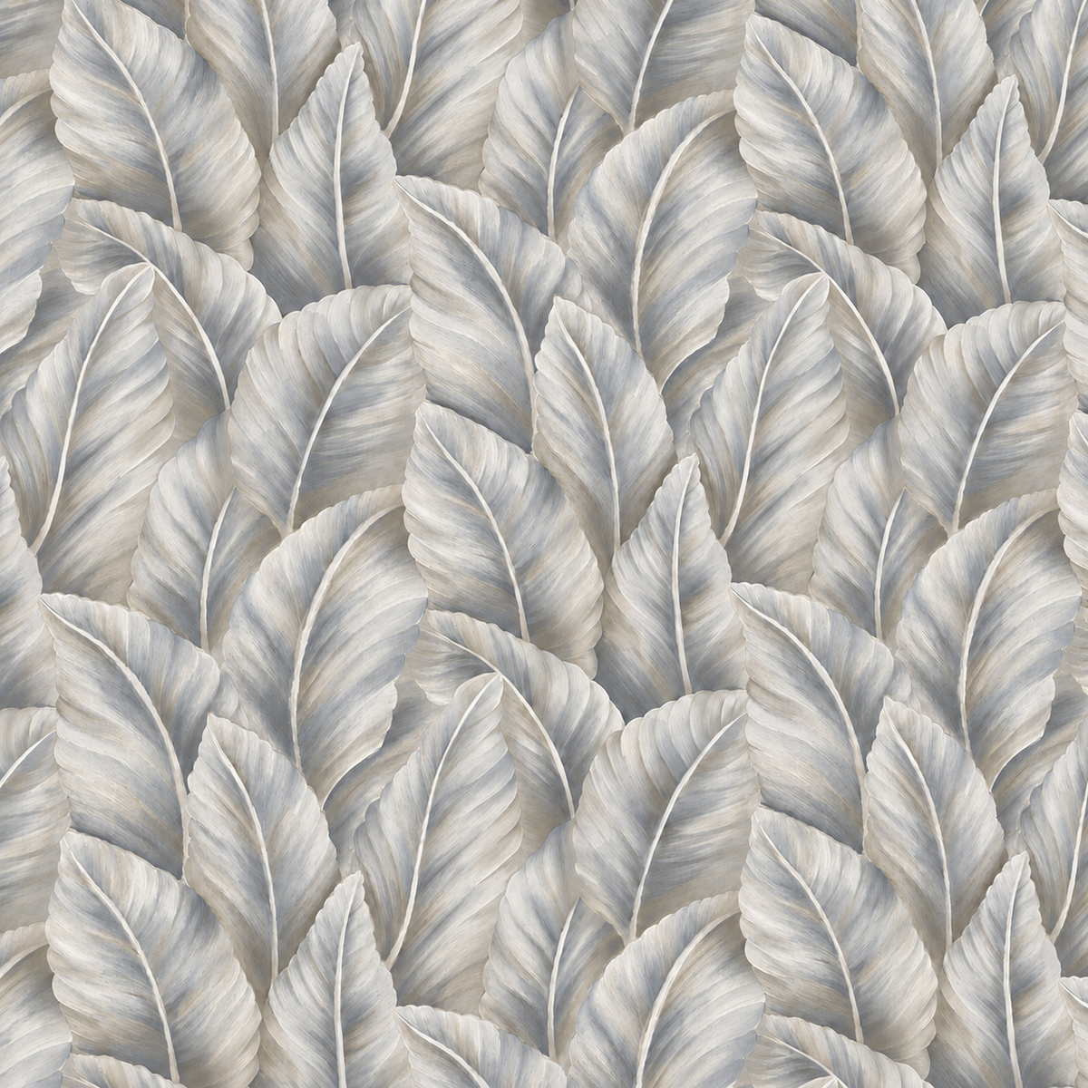 Muted Slate Feathered Leaf Wallpaper 3