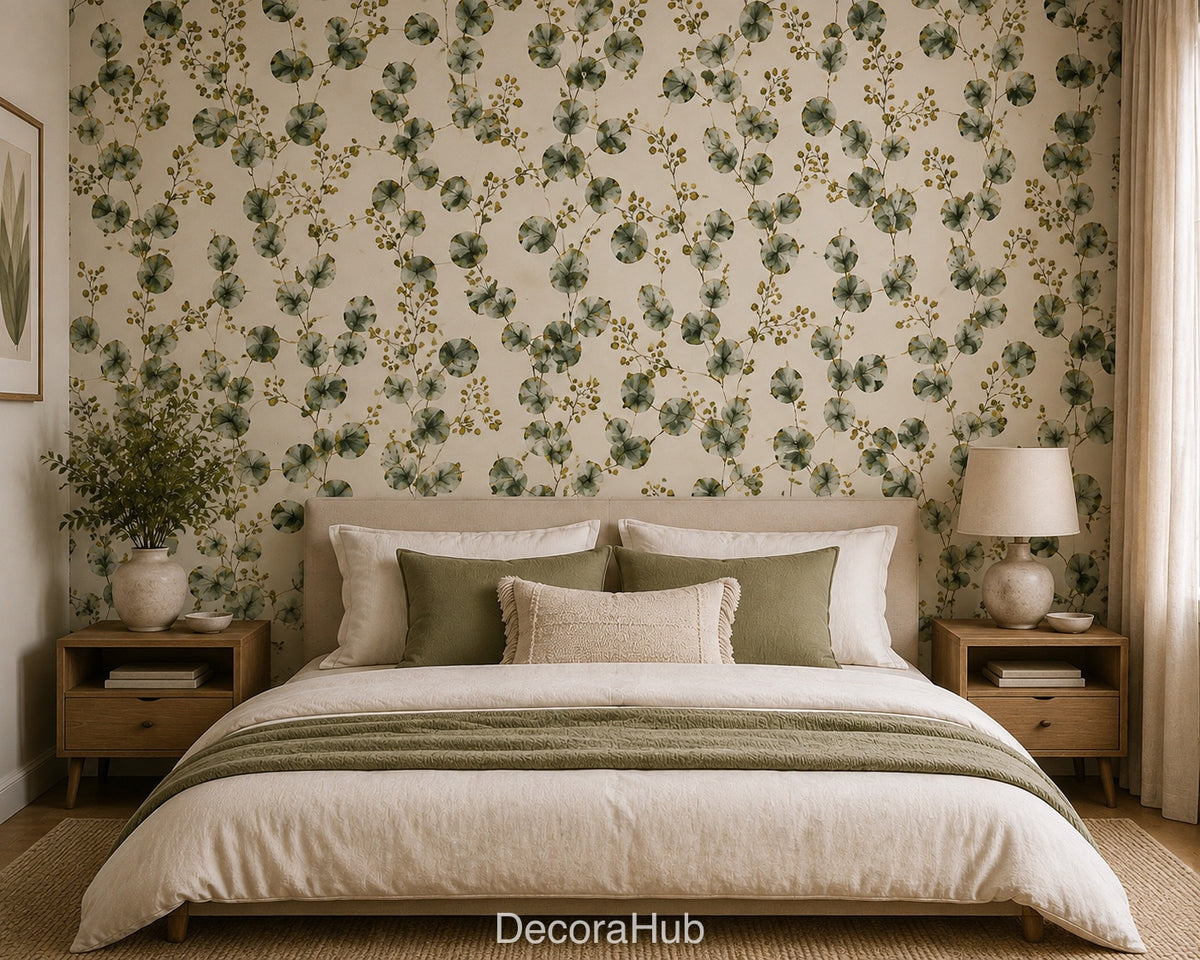 Sage Green Eucalyptus Leaf Wallpaper - pattern