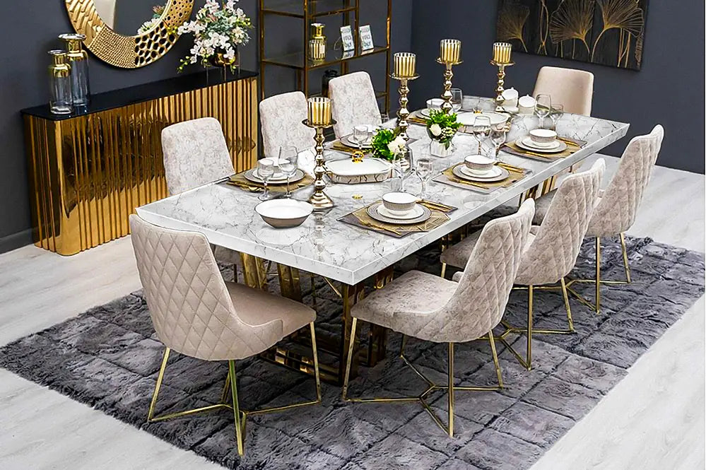 Designer White Marble Dining Table