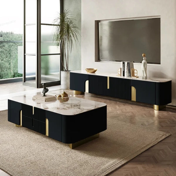 Marvellous Black & Gold Combination TV Unit