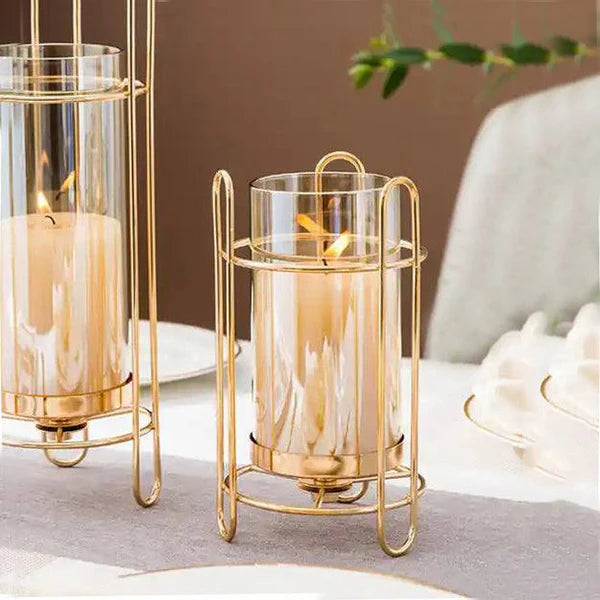 Golden Wireframe Candle Holder