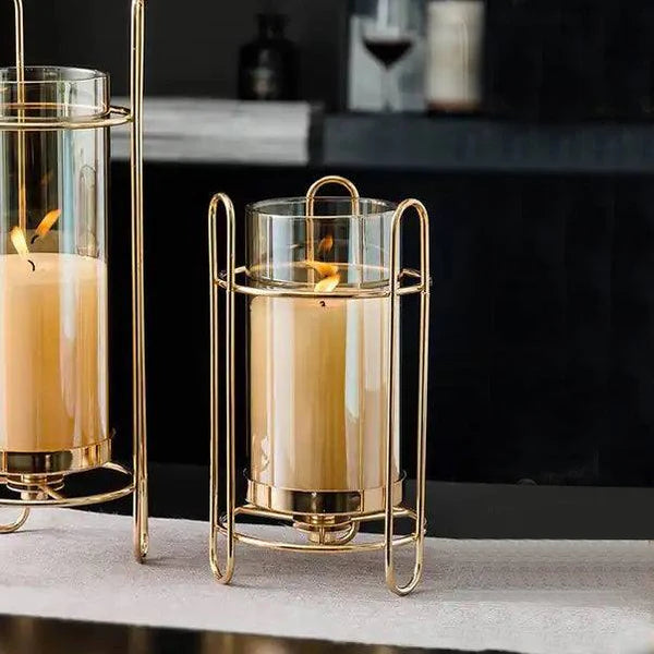 Golden Wireframe Candle Holder