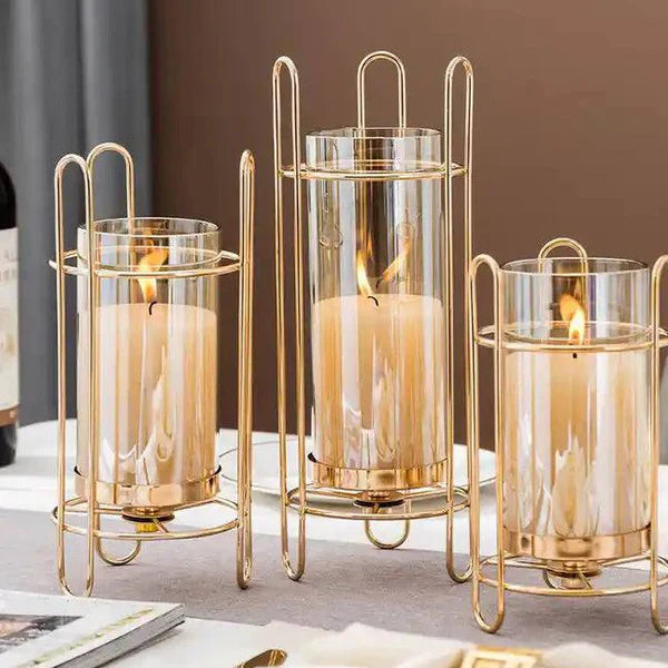 Golden Wireframe Candle Holder