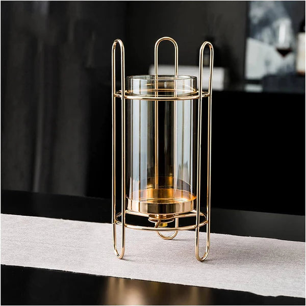 Golden Wireframe Candle Holder