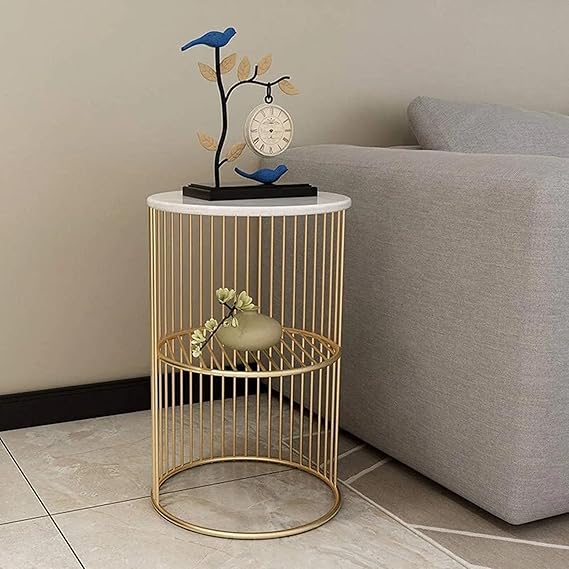 Designer Golden Half Cage Side Table
