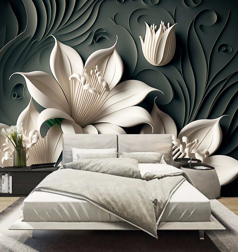 Lily Flower With 3D Background Wallpaper