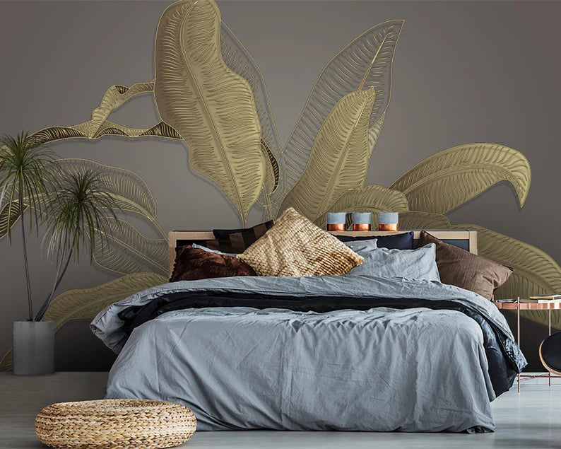 Tropical Gold Leaf Wallpaper