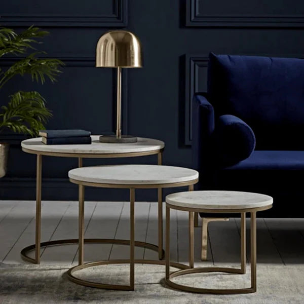 Luxurious Trio Golden Coffee Tables