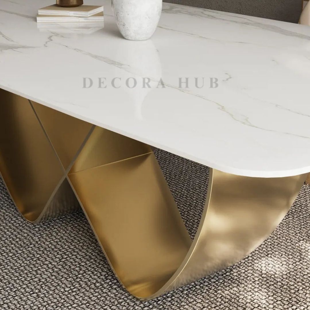 Modern Butterfly White Marble Dining Table – detail view
