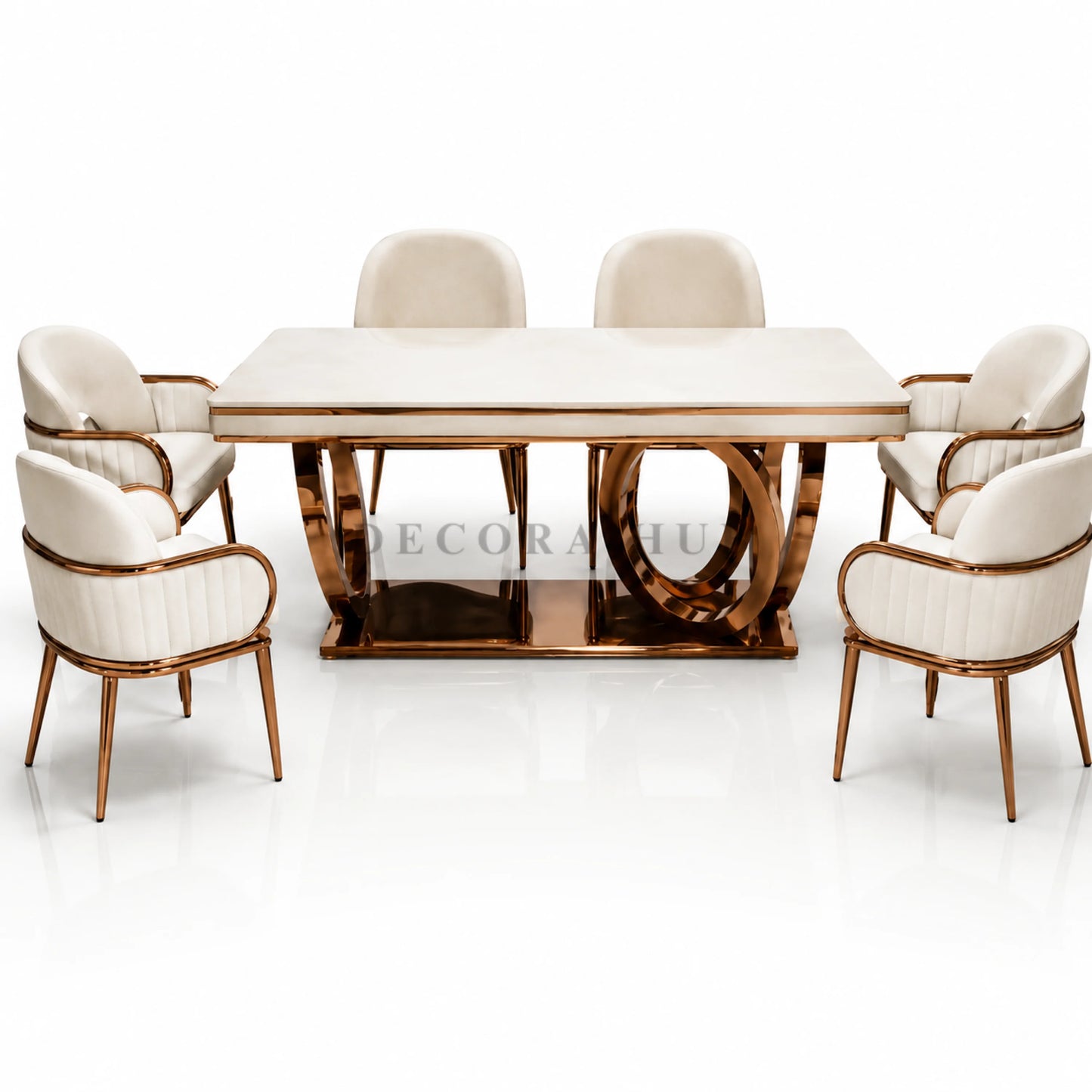 Golden Stainless Steel Base Dining Table
