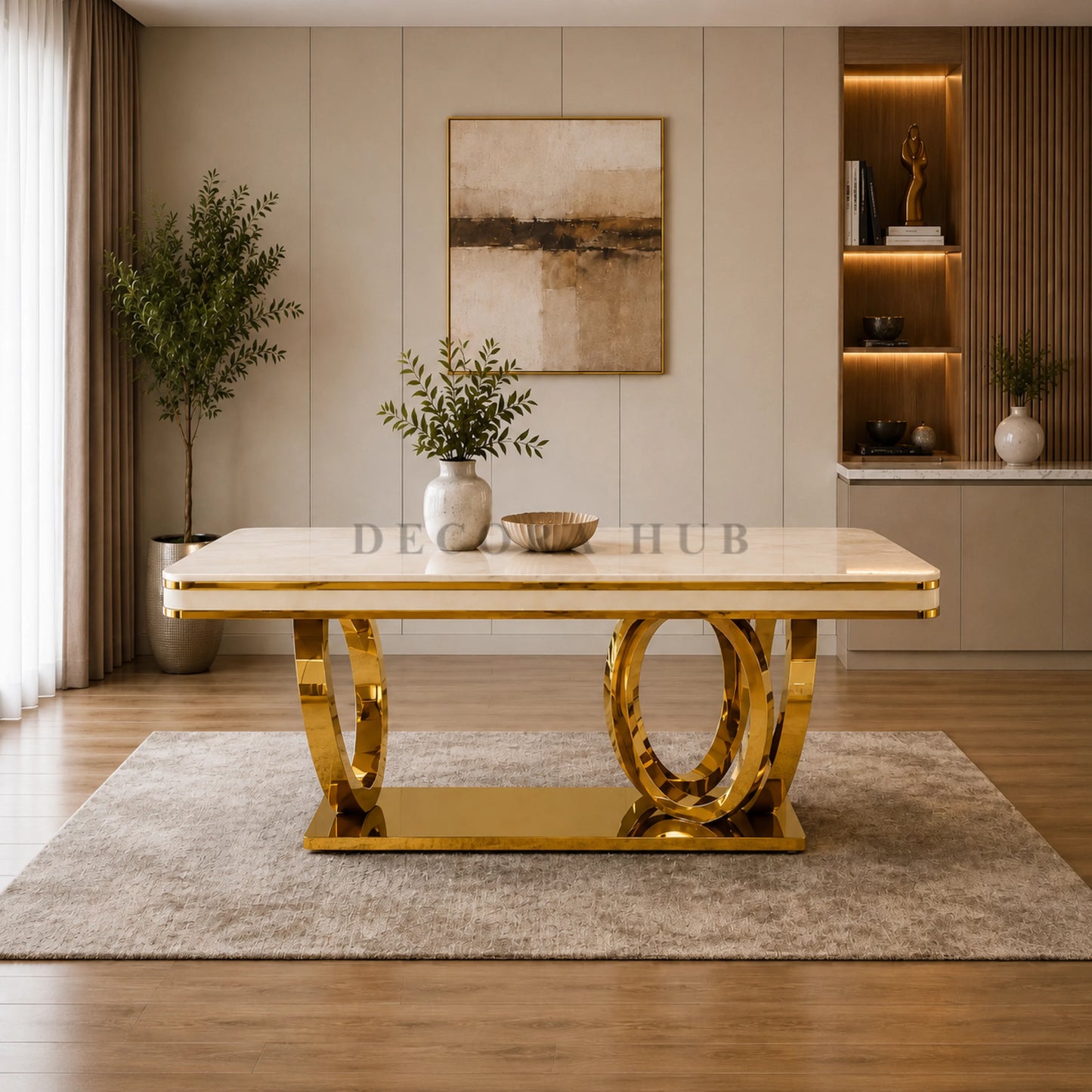White Composite Marble Dining Table For Modern Home