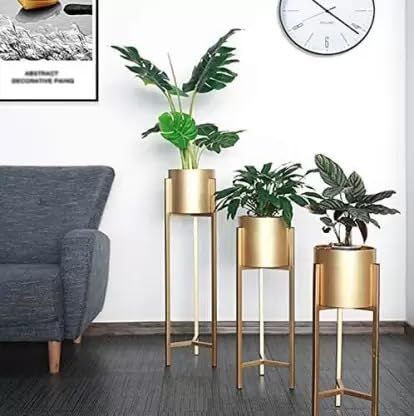 gold planter pot with stand Beautiful Golden Decorative Planter – DecoraHub
