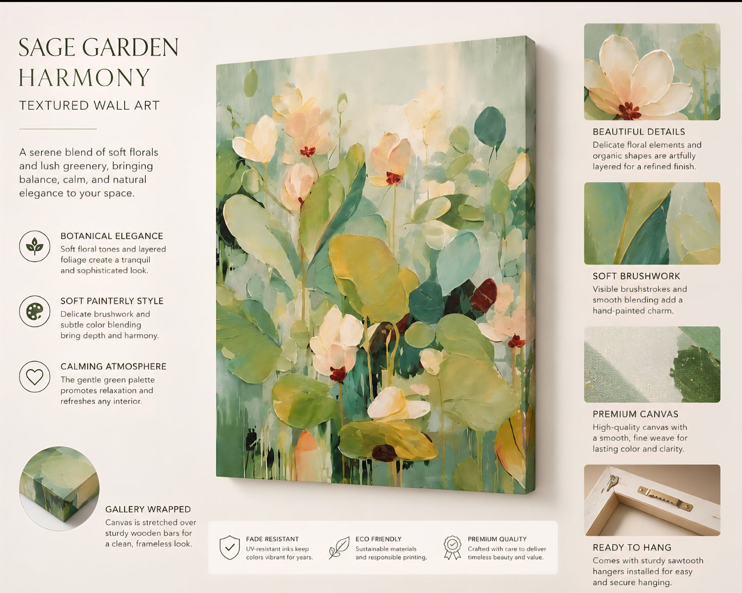Sage Garden Harmony Textured Wall Art