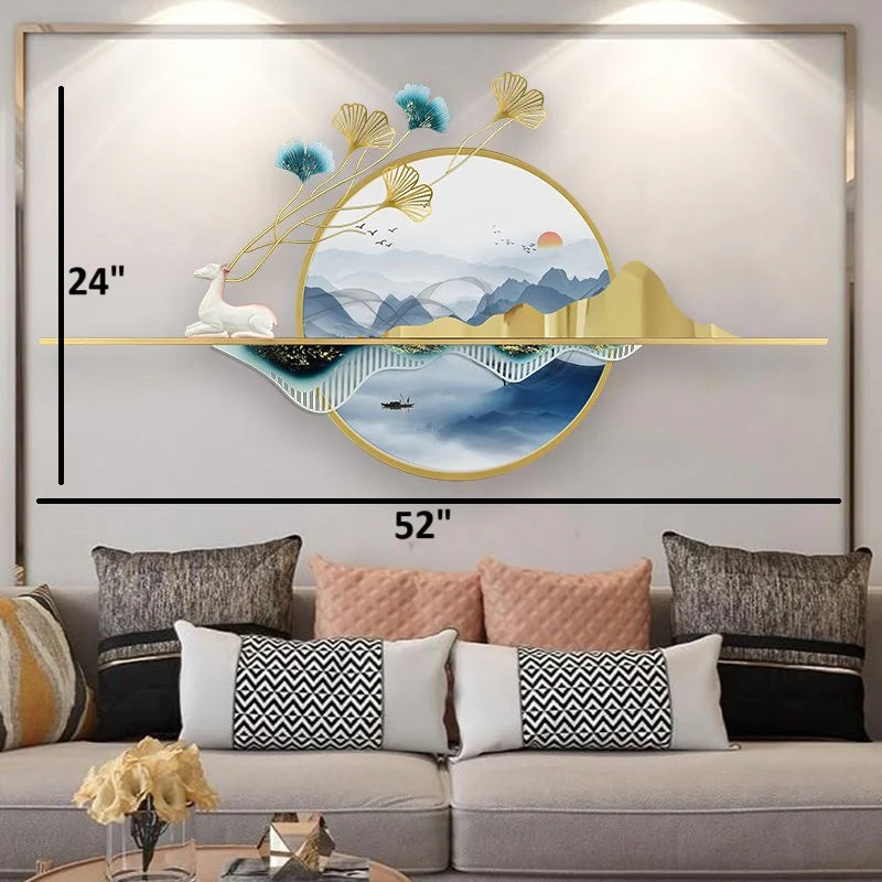 Decorative Reindeer Landscape Metal Wall Art