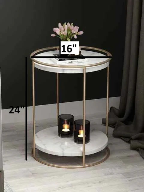 Golden Minimalist Two Tier Decorative Side Table