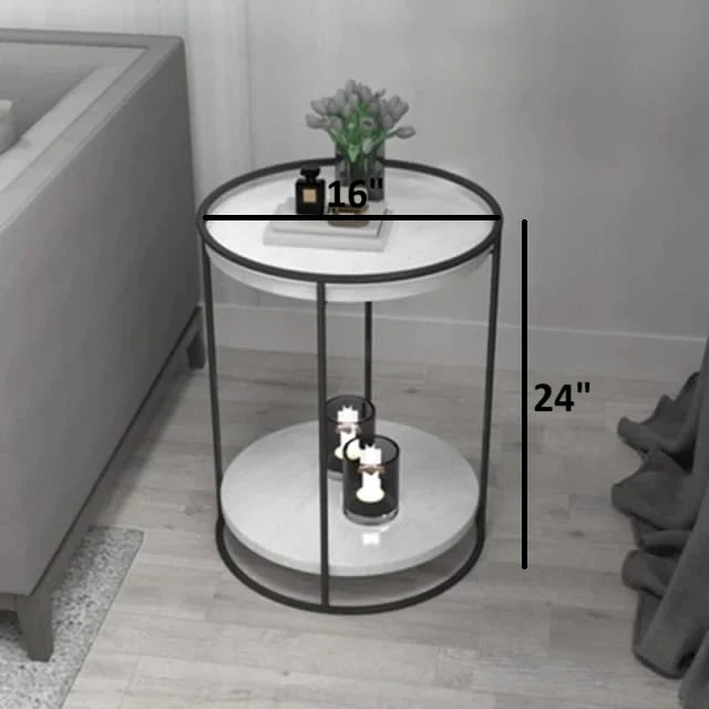 Black Minimalist Two Tier Decorative Side Table