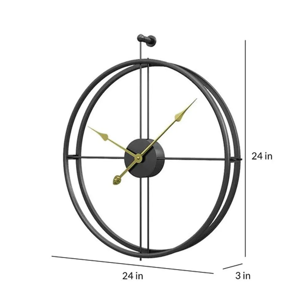 Black Round Double Ring Wall Clock