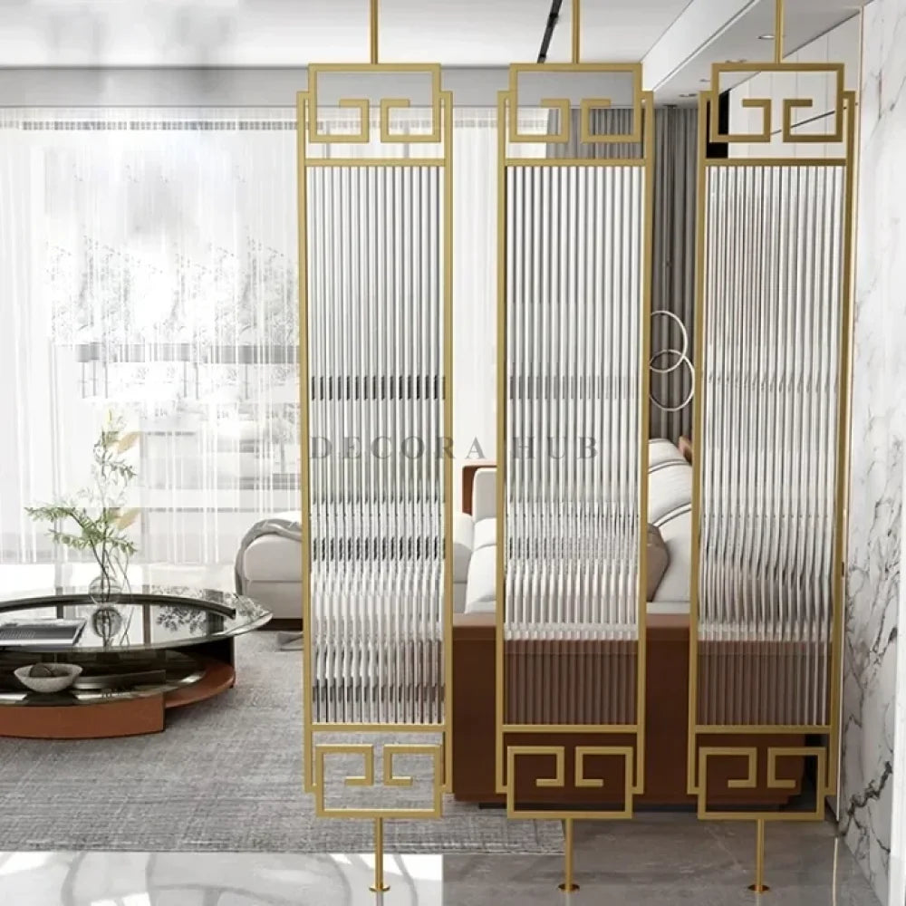 Stylish Room Partition With Fluted Glass