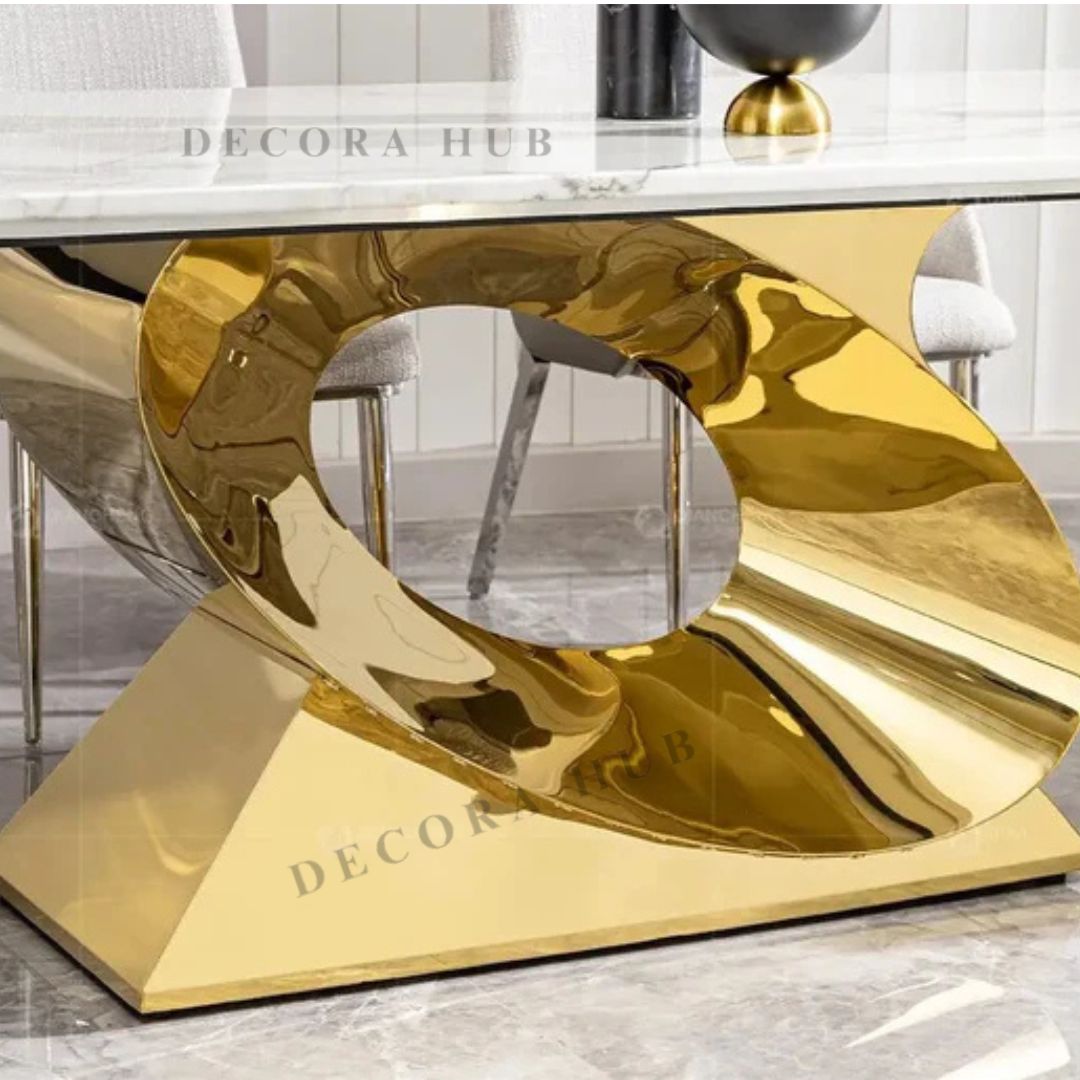 The Infinite White Marble Dining Table – side view
