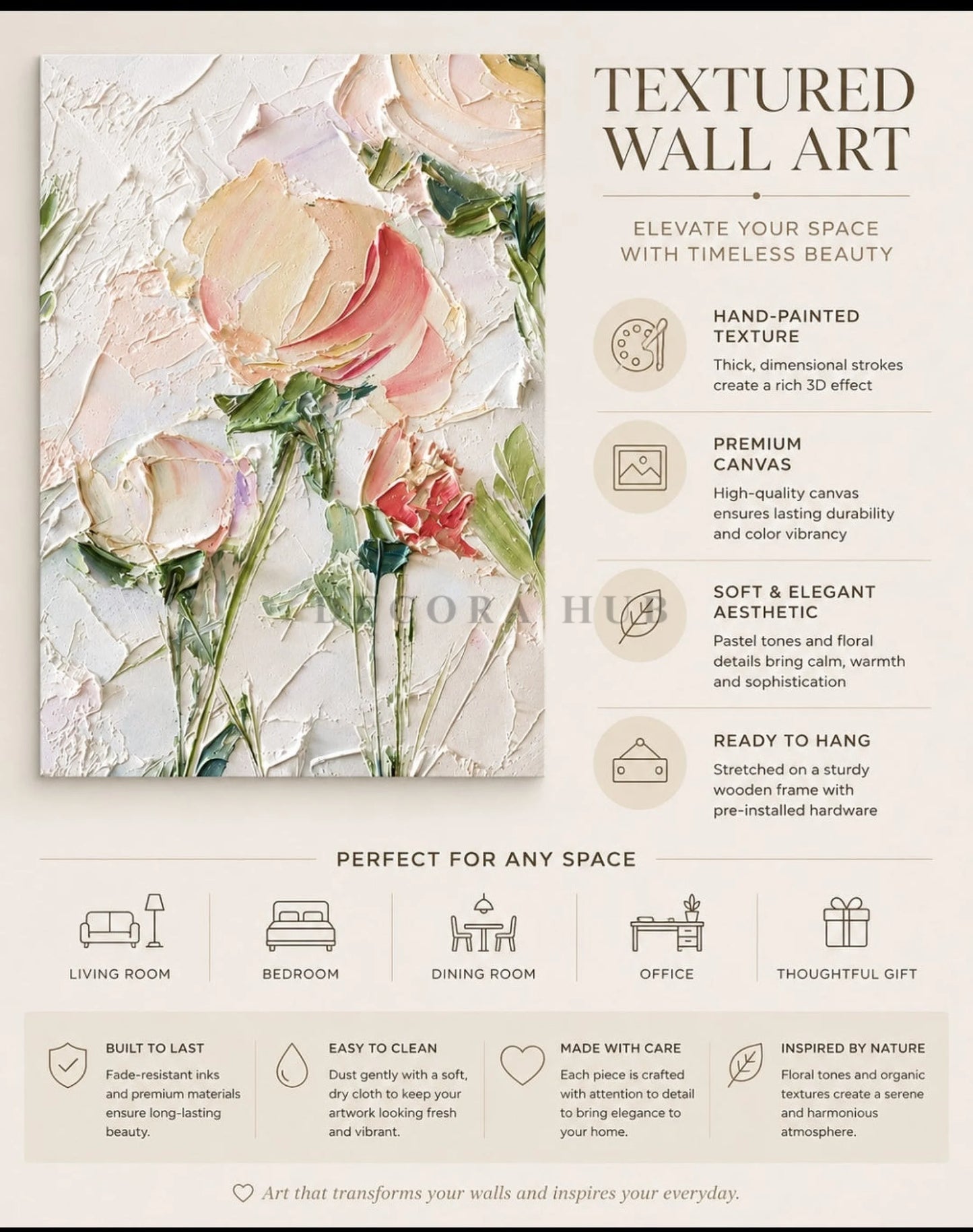 Velor Petal Textured Wall Art - Textured Wall Art