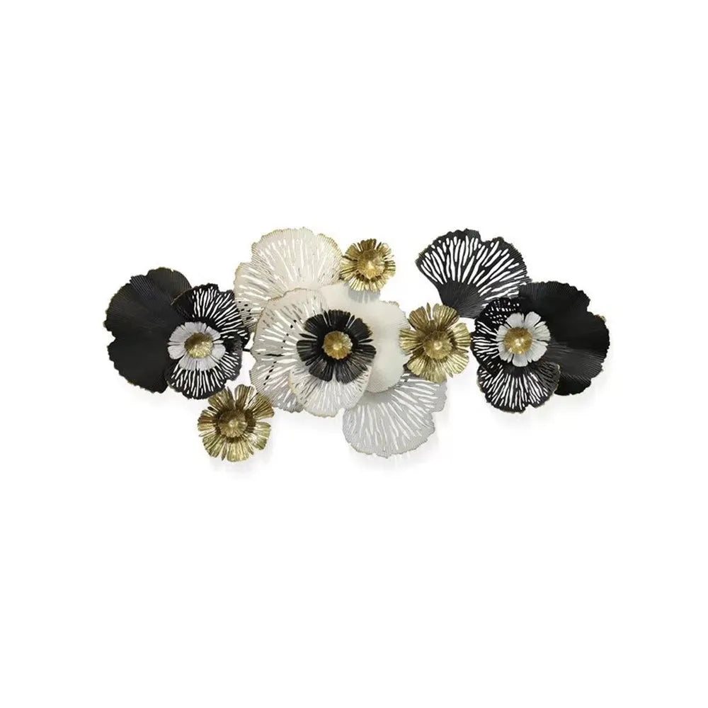 Black And White Floral Metal Wall Art