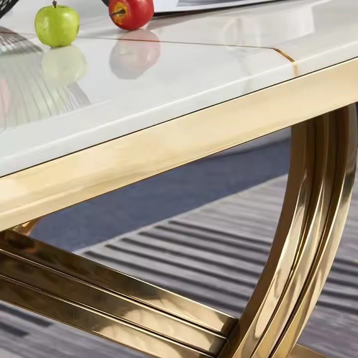 Square White Marble With Golden Base Centre Table
