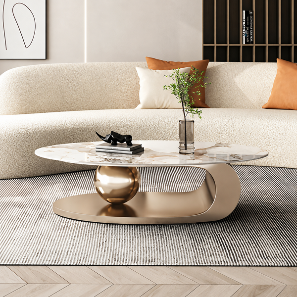 Copper Gold Luxurious marble top teapoy table