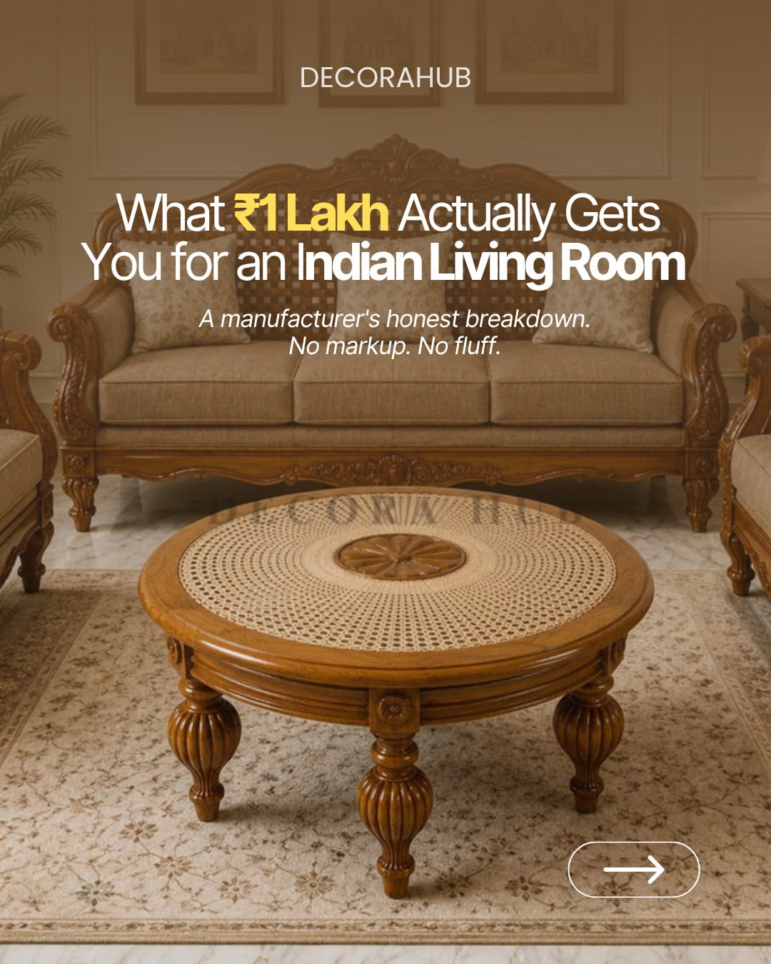 What 1 Lakh Actually Gets You for an Indian Living Room - DecoraHub