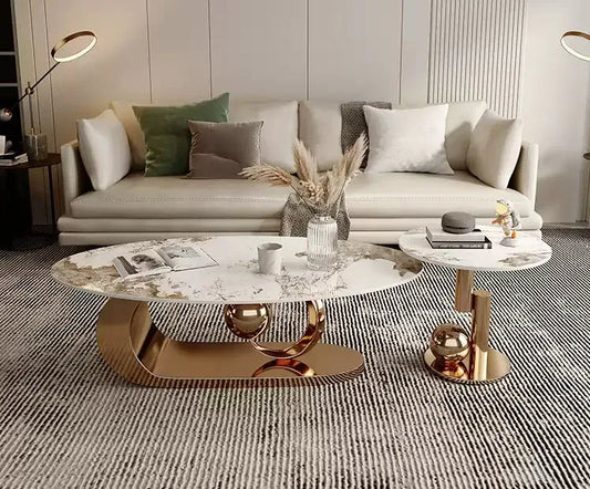 Oval round rectangular marble centre table shape guide for Indian living rooms