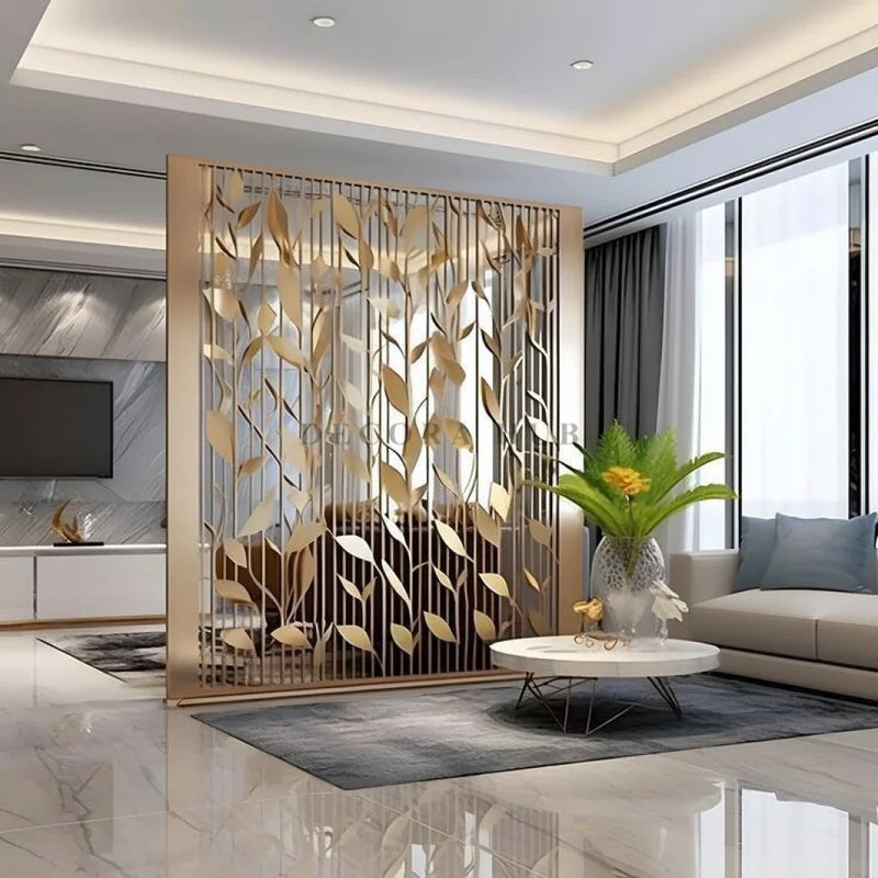 Leaf Design Stainless Steel PVD Partition styled for Diwali