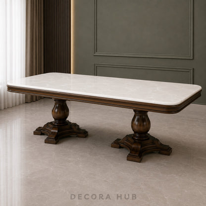 Decorahub Crown Seater Onyx Top Dining Table Set