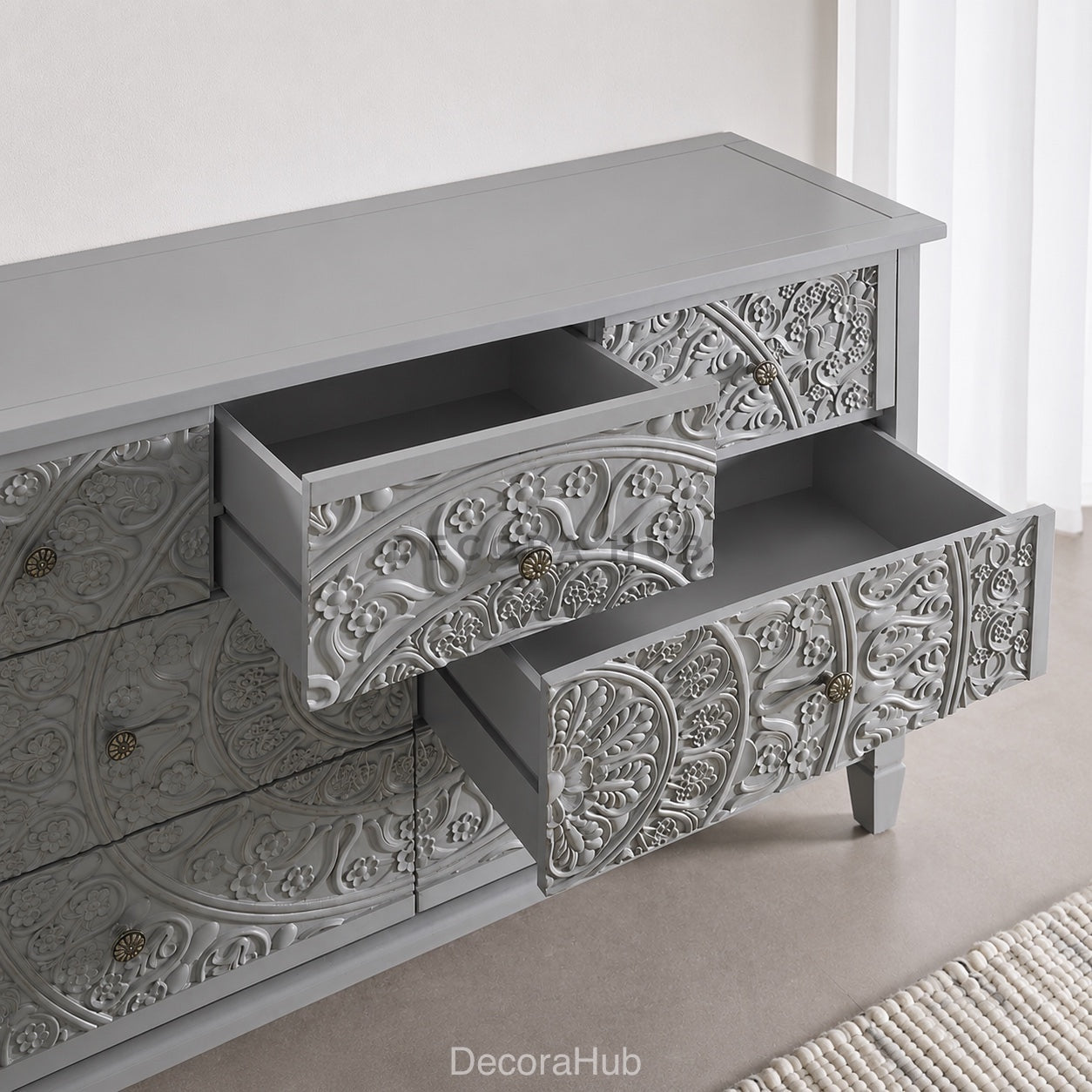 Mandala Grey Wooden Sideboard