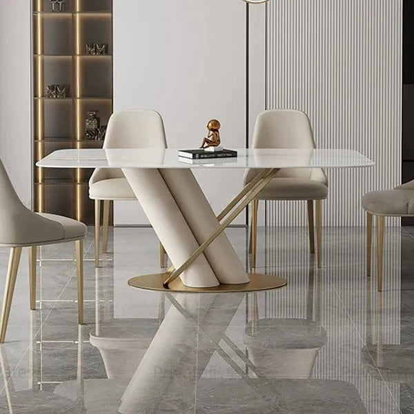 Axis White Dining Table With Marble Top