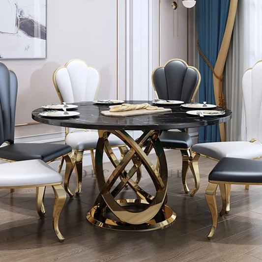 Round Marble Top With Unique Design Base Dining Table