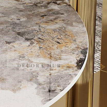 Eternia Modern Coffee Table – marble top on gold base coffee table by DecoraHub, view 3