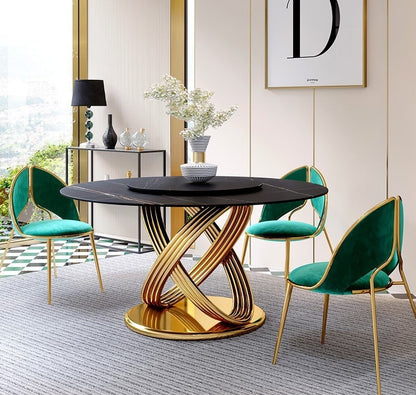 Contemporary Golden base Round Dining Table