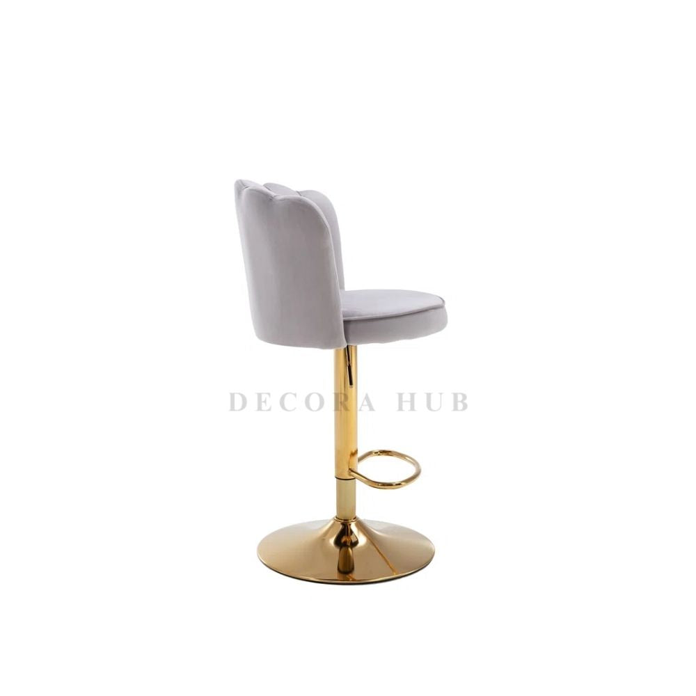 Luxury Gray Velvet Bar Stool