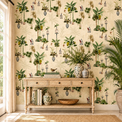 Potted Palm Chinoiserie Wallpaper