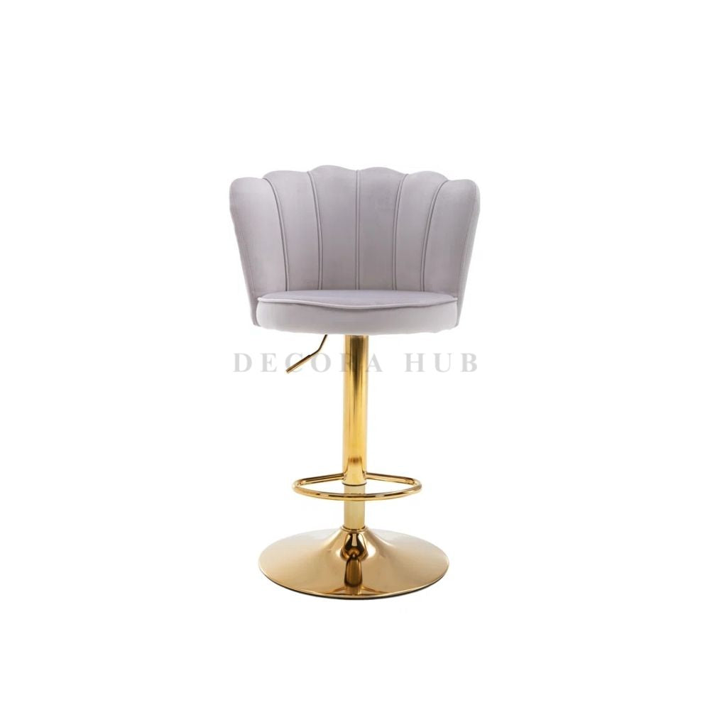 Luxury Gray Velvet Bar Stool