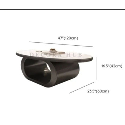 Oval Shape With Black Base & White TopCoffee Table for Living Room