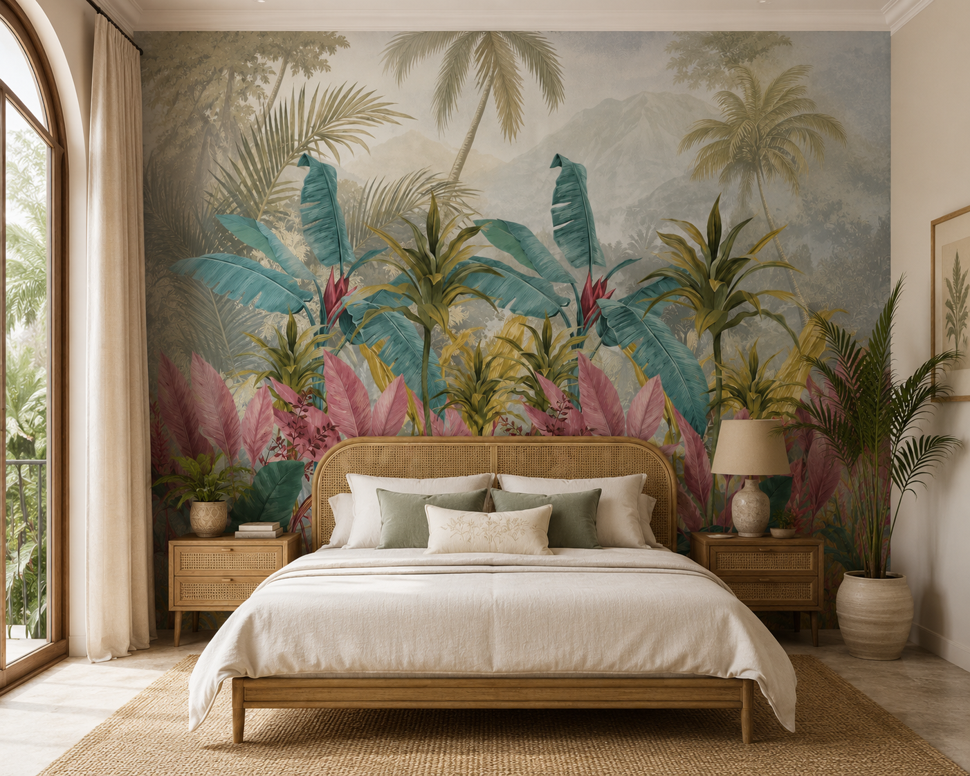 Tropical Jungle Mountain Mural Wallpaper