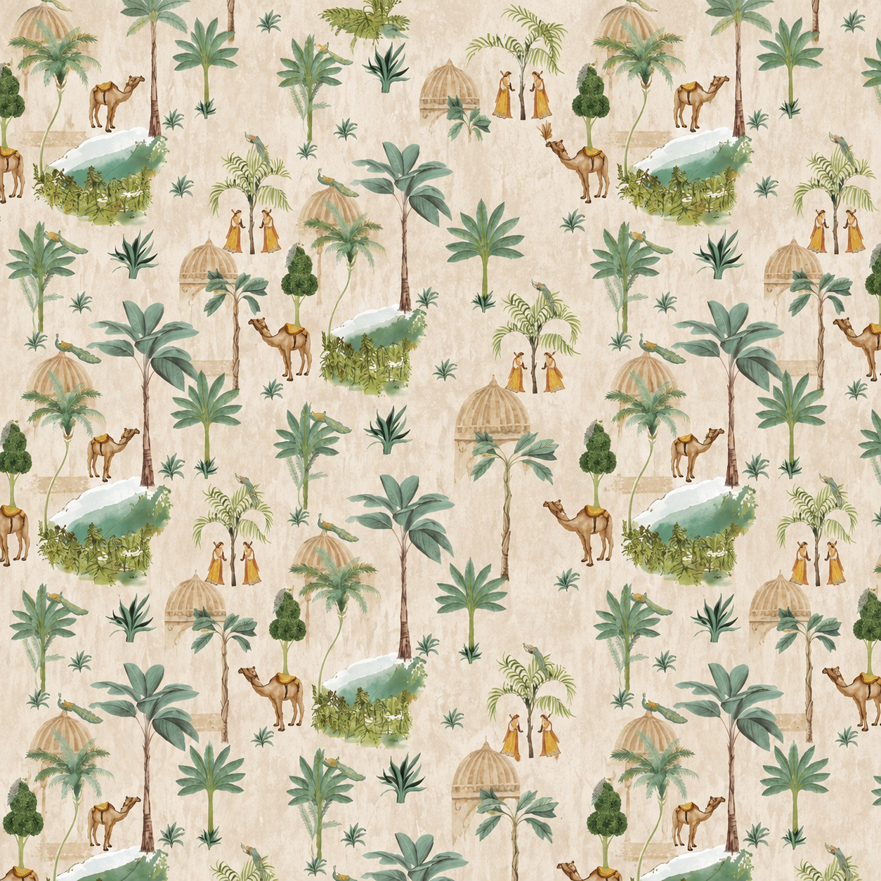 Desert Oasis Caravan Wallpaper